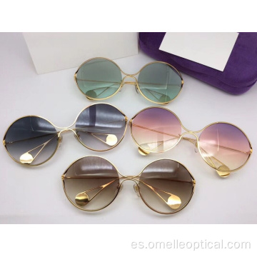 Gafas de sol redondas de metal de gama alta para mujeres